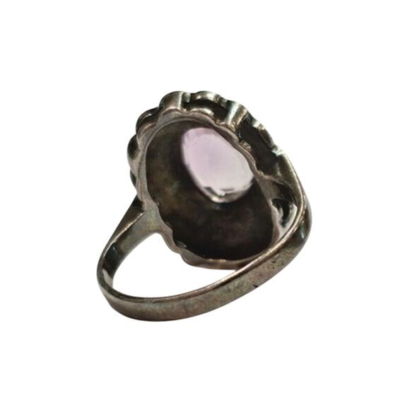 Vintage Amethyst & Marcasite Sterling Silver Ring - Picture 3 of 4